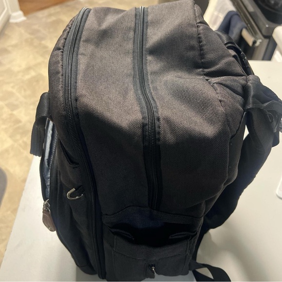 Sophisticated Gray and Tan Backpack with Geometric Design diaper bag - Picture 6 of 6